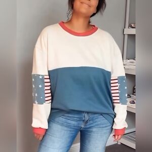 Nora Madison Americana Crewneck Patriotic Sweatshirt July 4th USA 10 To 12 Years